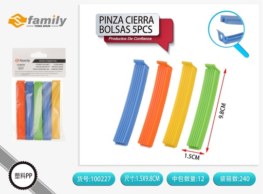 [100227] Pinza de cierre de bolsas 5 pcs - Accesorios de cocina