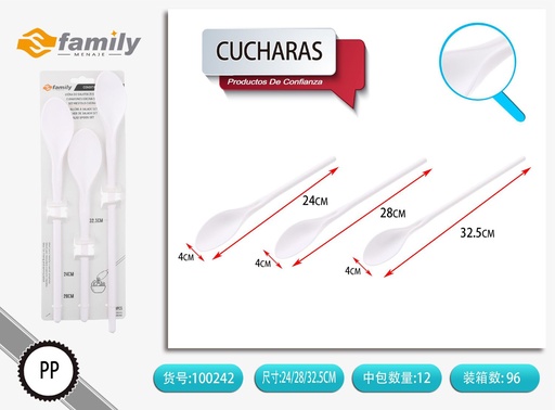 [100242] Cucharas para ensalada 3pcs blancas utensilios de cocina