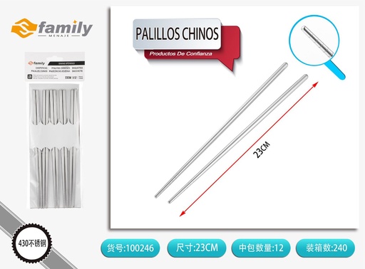 [317100246] Palillos chinos de acero inoxidable 23 cm - Utensilios de cocina