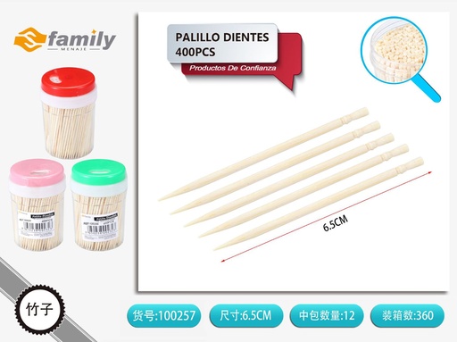 [100257] Palillos de dientes de colores 400pcs para cocina y eventos