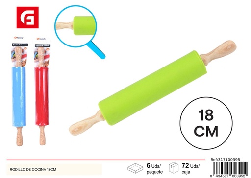 [100395] Rodillo de amasar 18 cm de mango de madera - Utensilios de cocina