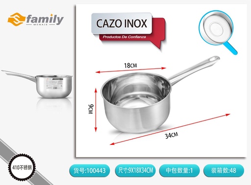 [100443] Cazo de acero inoxidable con imán 18cm para cocina