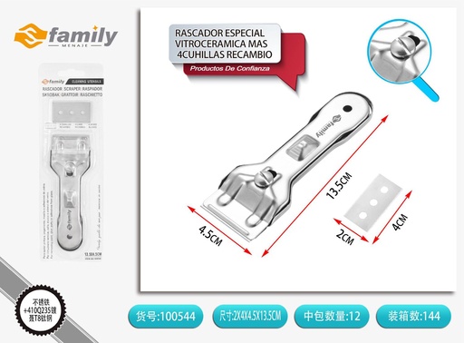 [100544] Rascador especial para vitrocerámica con 4 cuchillas de recambio