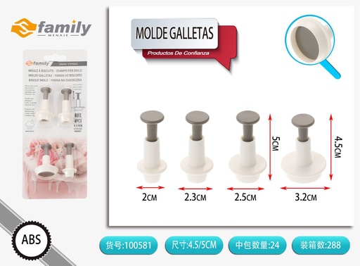 [100581] Molde para galletas 4 pcs - Utensilios de repostería