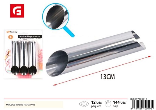 [100617] Moldes tubos para pan 3 pcs - Utensilios de hornear