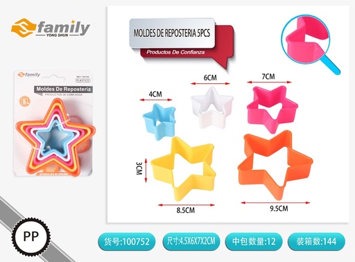 [100752] Moldes de repostería en forma de estrella 5 pcs - Artículos de repostería