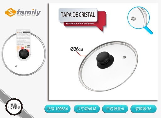[100834] Tapa de cristal G tipo 26cm - Accesorios de cocina