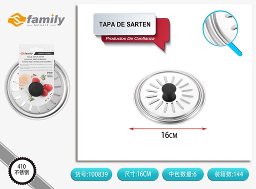 [100839] Tapa de sartén de acero inoxidable 16cm para cocina