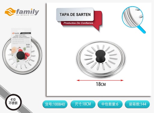 [100840] Tapa de sartén acero inoxidable 18cm para cocina