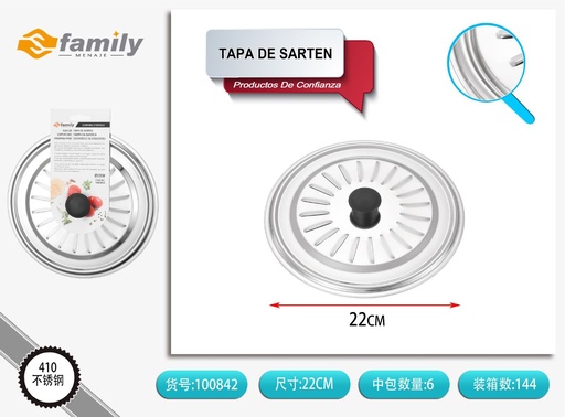 [100842] Tapa de sartén de acero inoxidable 22cm para cocina