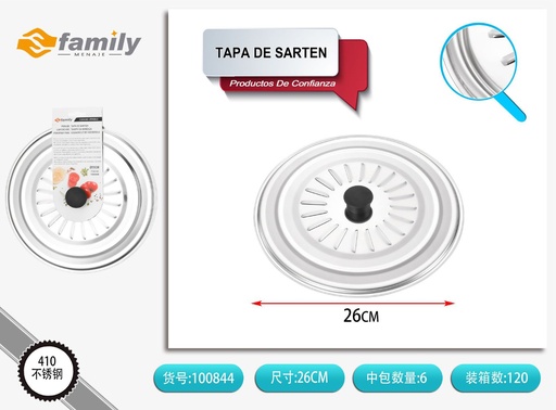 [100844] Tapa de sartén de acero inoxidable 26cm para cocina