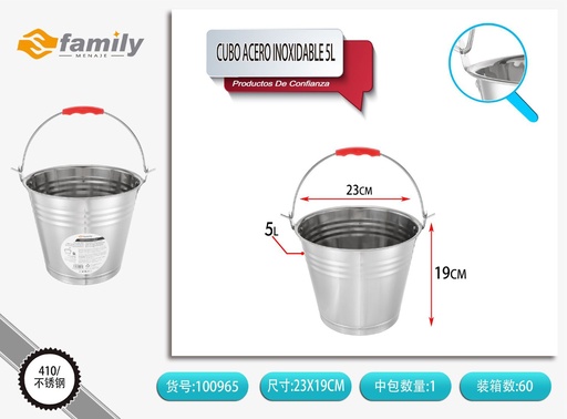 [100965] Cubo de acero inoxidable 5L - Utensilios de cocina