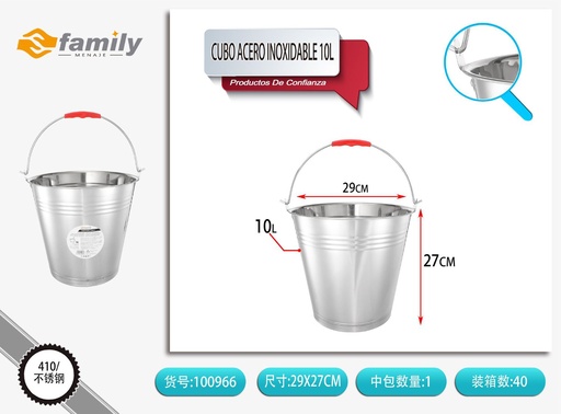 [100966] Cubo de acero inoxidable 10L