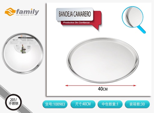 [100983] Bandeja de acero inoxidable 40 cm - Utensilios de cocina