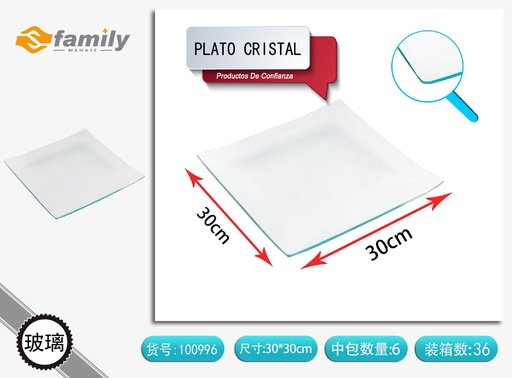 [100996] Plato cuadrado de cristal 30*30 cm - Cristal