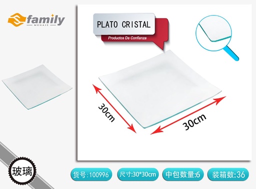 [100996] Plato de cristal cuadrado 30x30cm