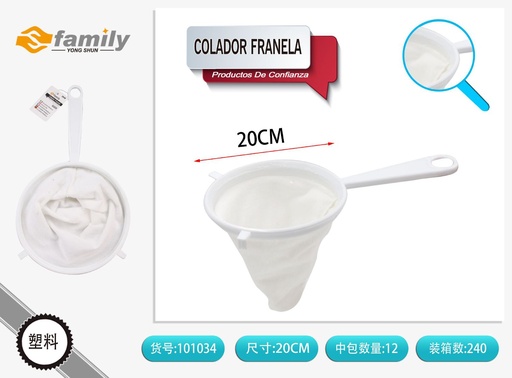 [101034] Colador de franela blanco 20cm para cocina