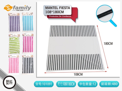[101091] Mantel de fiesta de tiras (108x180 cm) - Manteles desechables para eventos