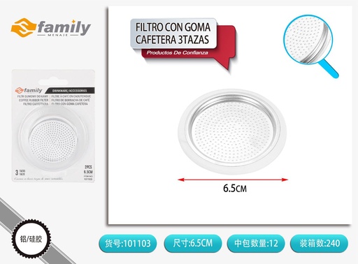 [101103] Filtro con goma para cafetera 3 tazas - Accesorios de bebida
