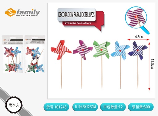 [101243] Molinillo de cóctel 6 pcs - Palillos para pasteles