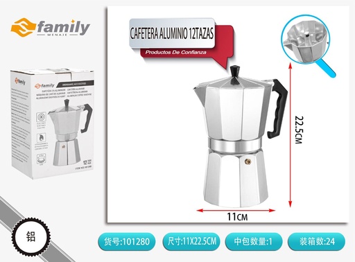 [317101280] Cafetera de aluminio para 12 tazas - Utensilios de cocina