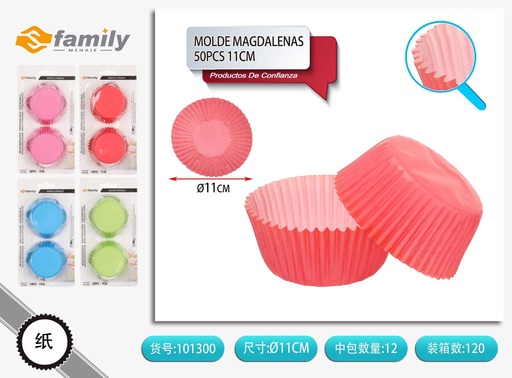 [101300] Molde magdalenas 11cm de color 50pcs - Moldes para hornear