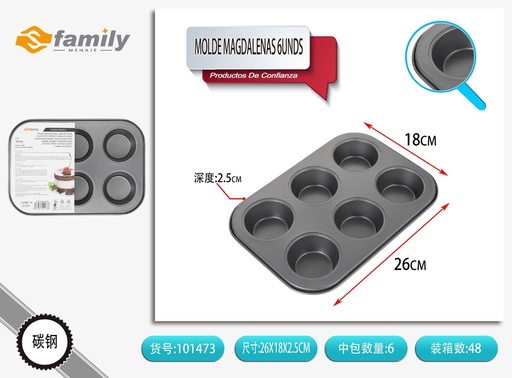 [101473] Molde para magdalenas 6 unidades 0.3mm para repostería