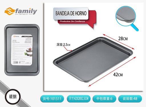[101511] Bandeja de horno de acero al carbono 42x28x2.5cm para repostería