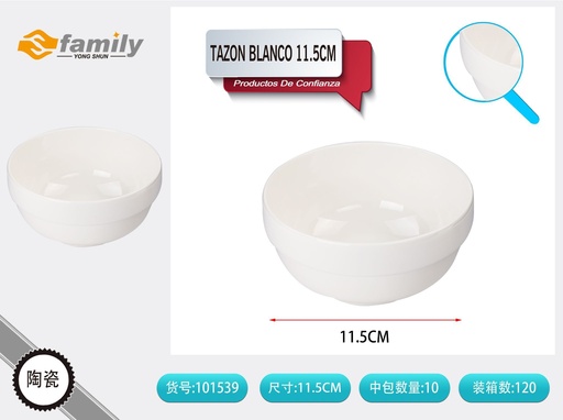 [101539] Tazón de cerámica blanco 11.5cm - Utensilios de cocina elegantes