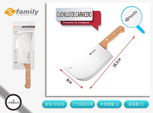 [317101618] Cuchillo de carnicero con mango de madera 28.5x8 cm - Utensilios de cocina