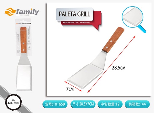 [101659] Espátula de grill de roble para barbacoas y cocina exterior