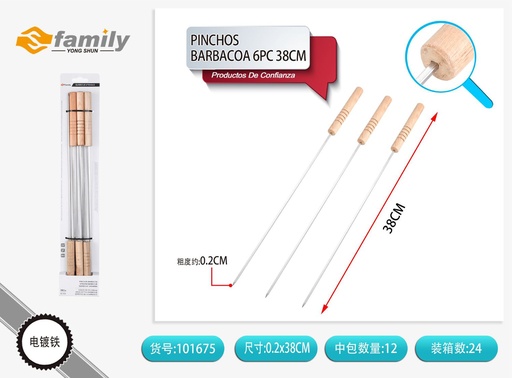 [101675] Pinchos barbacoa 6 piezas 38 cm - Utensilios para asar