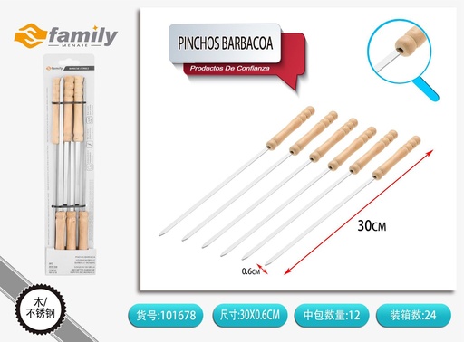 [101678] Pincitos de barbacoa 30 cm - Set de 6 pinchos para asar