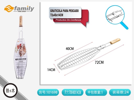 [101698] Parrilla para pescado 72x40x14cm para barbacoa