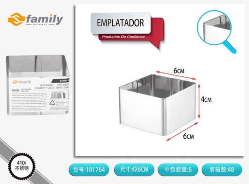 [101764] Emplatador cuadrado 4x6cm para repostería