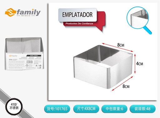 [101765] Emplatador de acero inoxidable 4x8cm para repostería