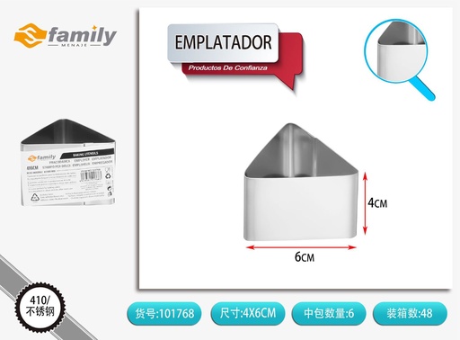[101768] Emplatador triangular de acero 4x6cm para repostería