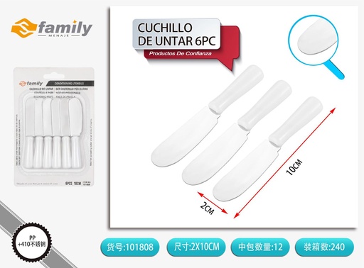 [101808] Cuchillo de untar 6 pzs de plástico - Utensilio de cocina