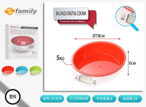 [101918] Báscula digital de cocina 5kg - Herramientas de cocina