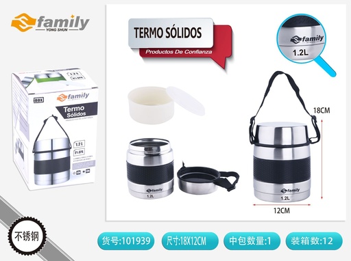 [101939] Termo para sólidos 1200 ml negro interior acero inoxidable
