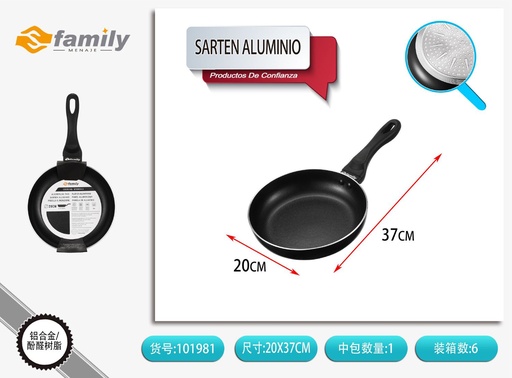 [101981] Sartén de aluminio mate de 20*4.4 cm 2.5 mm - Utensilios de cocina