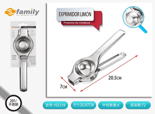 [102318] Exprimidor de limón de acero inoxidable 20.5x6.5cm para cocina