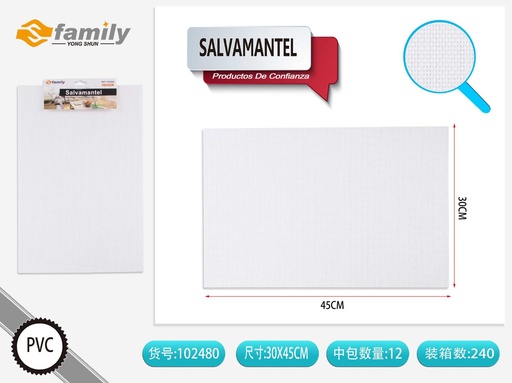 [102480] Salvamantel blanco 30x45cm para protección de mesa