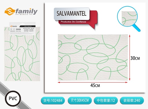 [102484] Salvamanteles plateado 30*45CM - Utensilios de mesa 