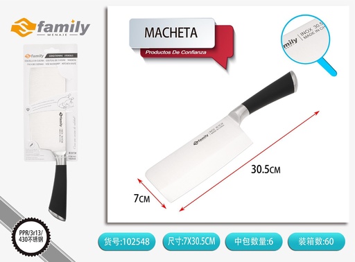 [102548] Machete 30.5 cm con mango de acero inoxidable - Utensilios de cocina