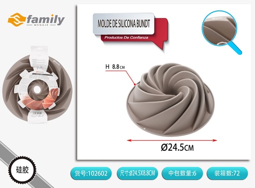 [102602]  Molde de silicona Bundt 24.5x24.5x8.8 cm - Utensilios de repostería
