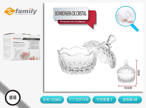 [102802] Bombonera de cristal 10.5*14cm - Envases para almacenamiento y presentación