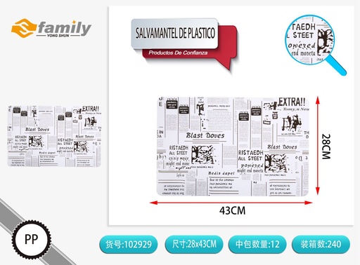 [102929] Salvamantel de plástico 43x28cm