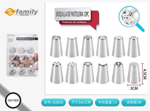 [103056] Boquilla de pastelería 12 piezas - Utensilios de repostería
