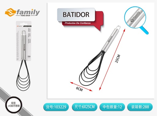 [103229] Batidor 25.5cm silicona mango de acero utensilio